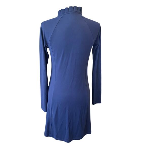 Lilly Pulitzer Luxletic Long Sleeve Ruffle-Neck Active Blue Dress – Size Small - Picture 3 of 6
